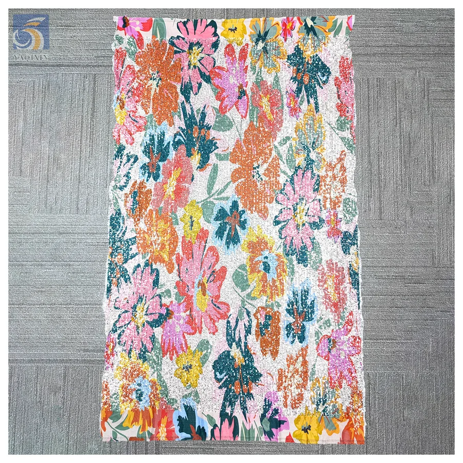 Custom sequin embroidery fabric panel for apparel development