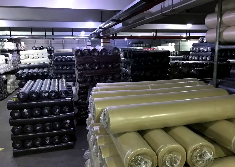 Factory fabric rolls prepared in stock