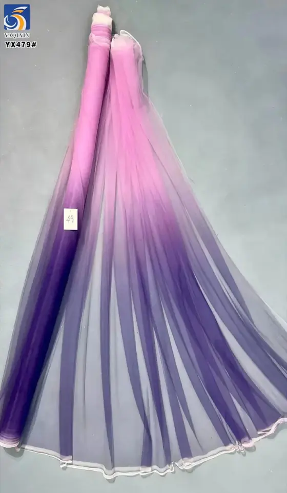 Rainbow ombre glitter tulle close-up