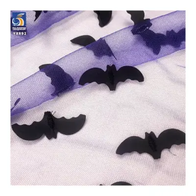 Purple black bat holiday tulle close-up