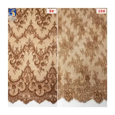 Mocha brown eyelash lace close-up
