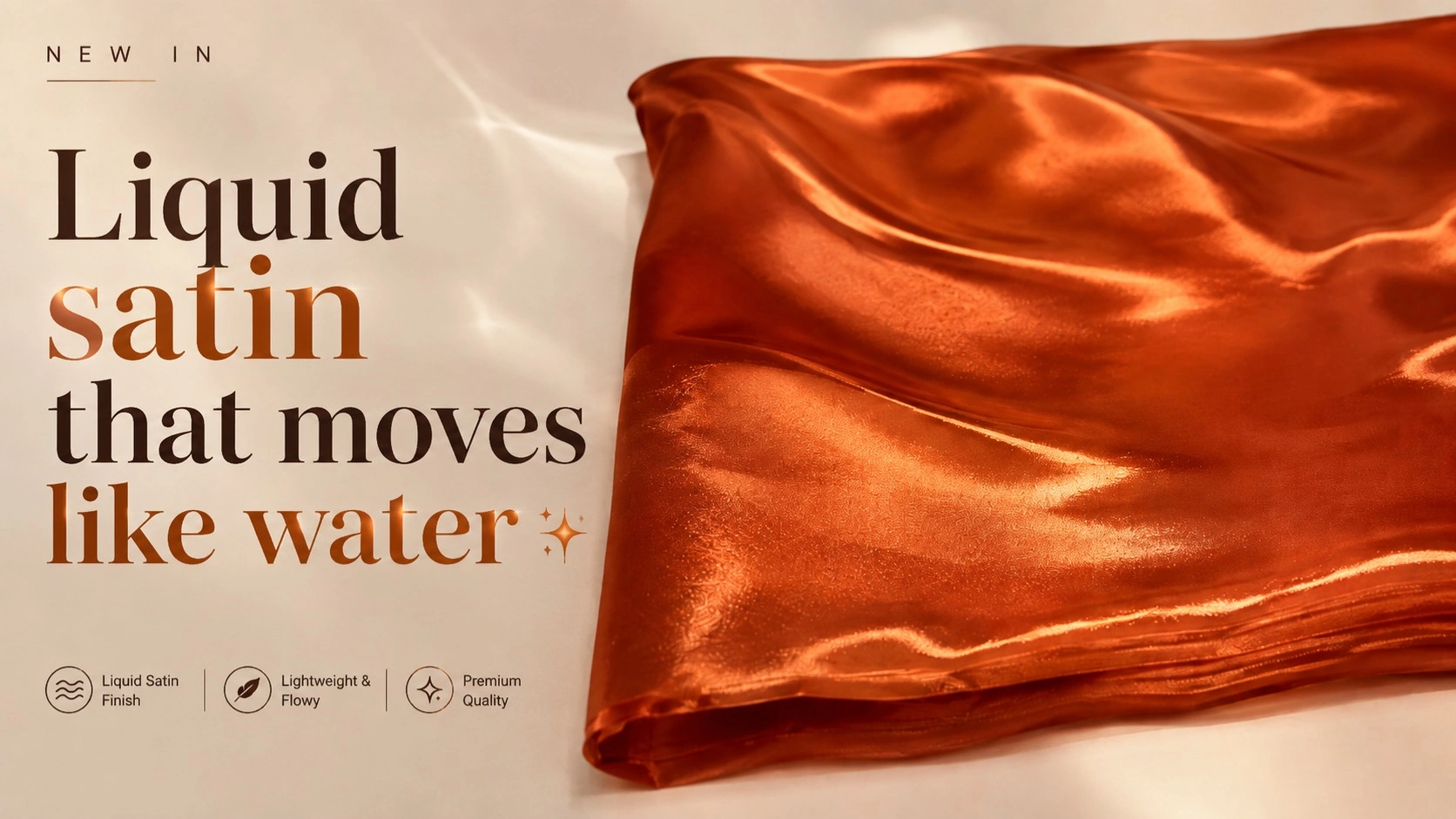 Liquid satin that moves like water in sunset orange and burnt copper