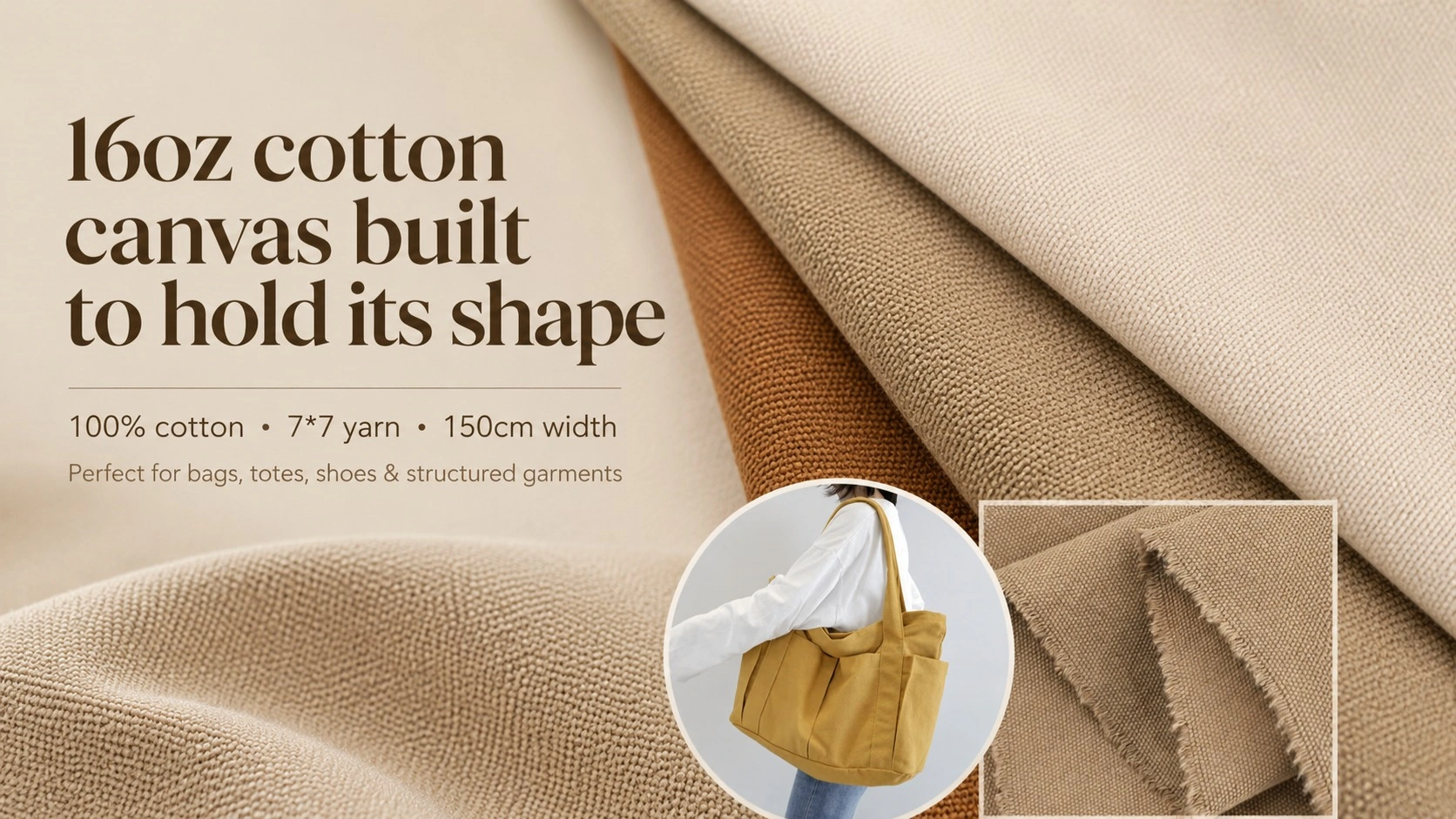 16oz cotton canvas built to hold its shape, YX2381 Cotton Canvas Fabric
