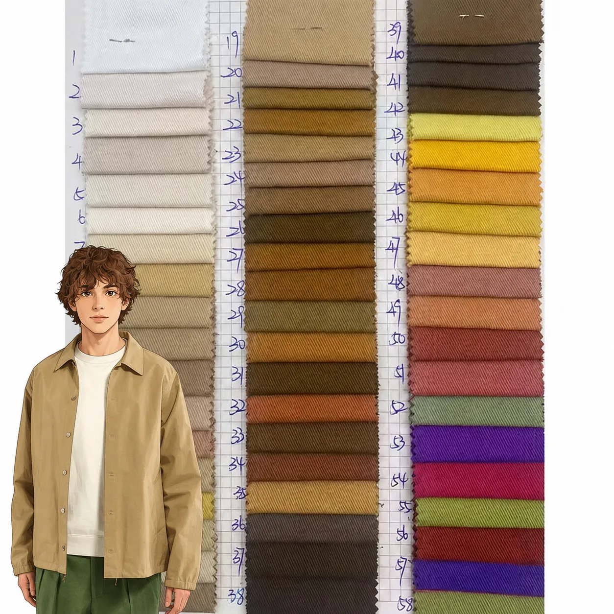 A2199-1 220gsm khaki chino cotton twill fabric