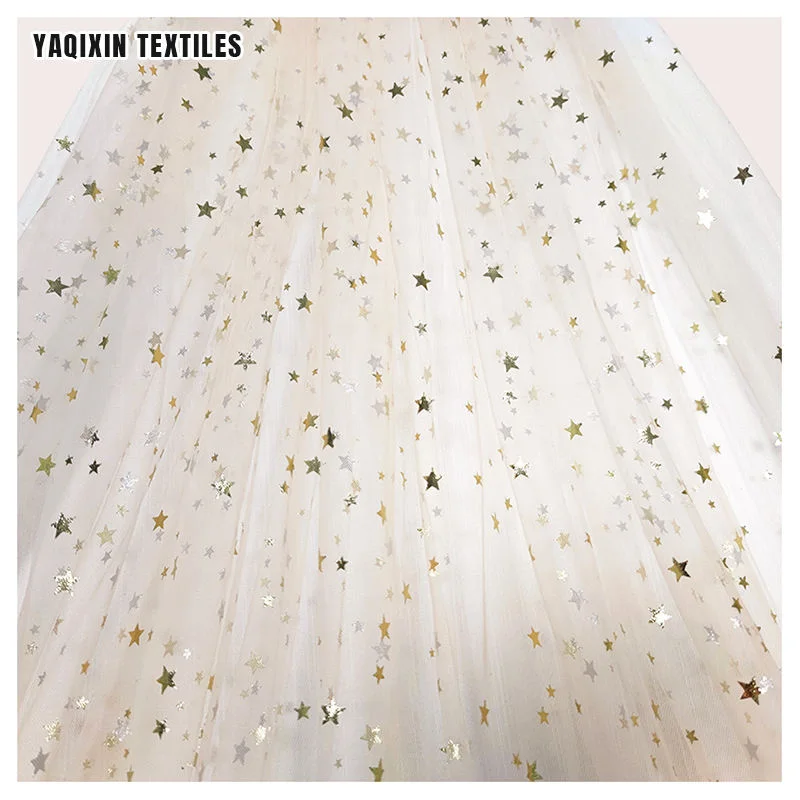 DX129 foil star print tulle closeup