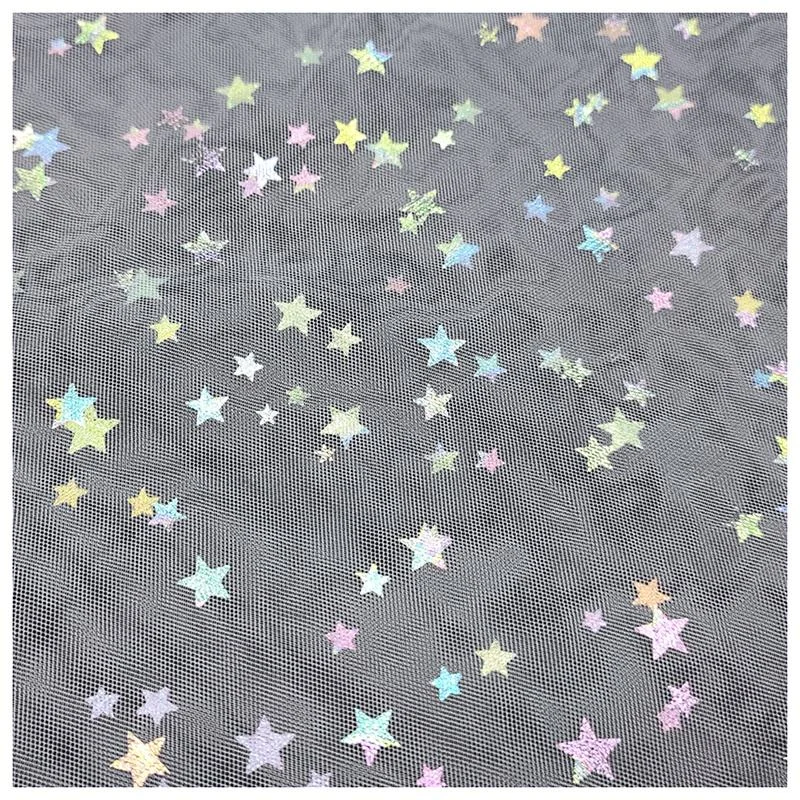 DX129 printed star mesh tulle detail