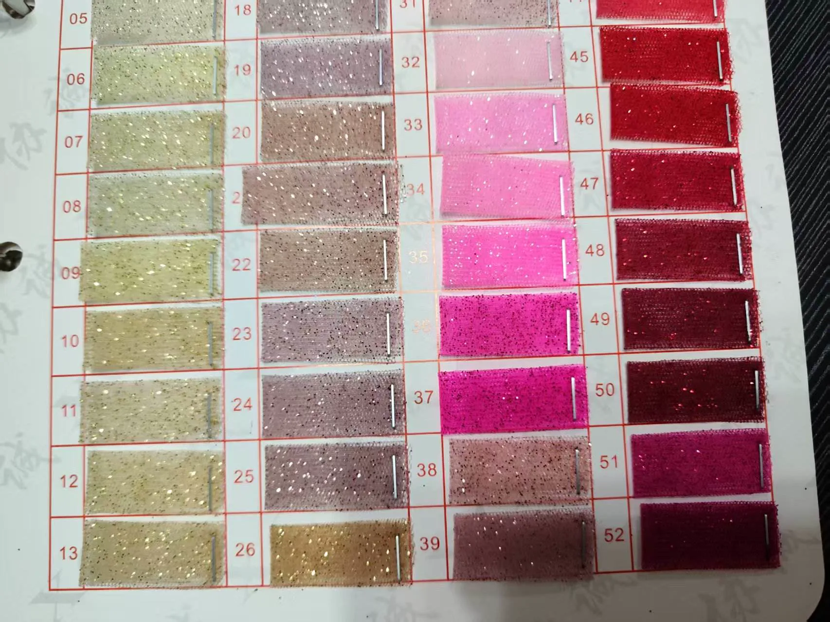 SGT001 glitter mesh tulle color card 3
