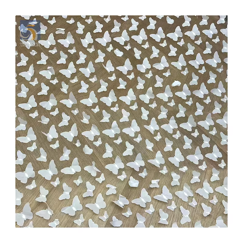 TDS004 dimensional embroidery butterfly tulle drape