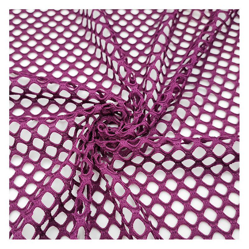YDM008 purple and champagne stretch knit mesh layer