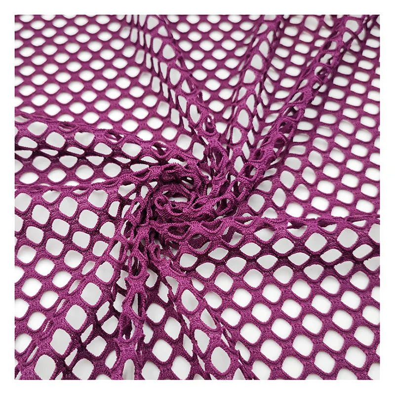 YDM008 purple and champagne stretch knit mesh layer