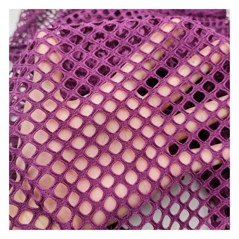YDM008 purple stretch fishnet mesh handfeel