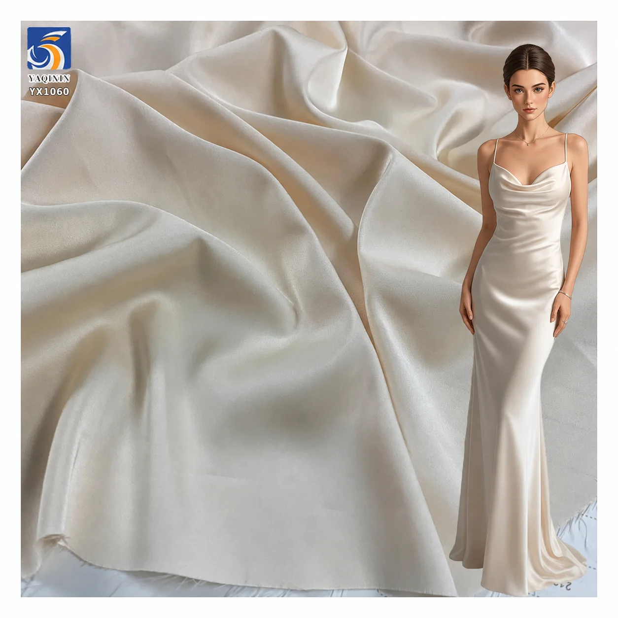 YX1060 high elastic apricot stretch satin fabric for pajamas