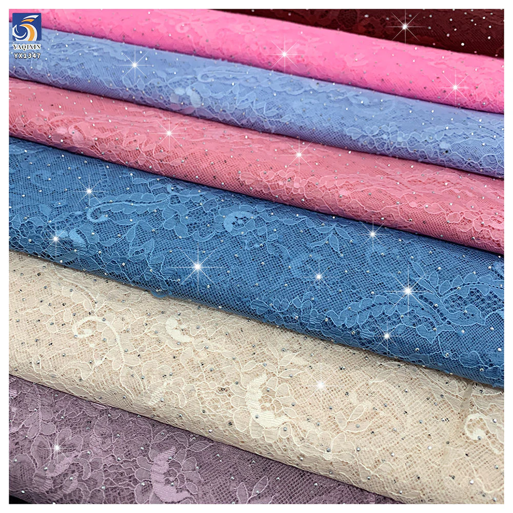 YX1347-1 multi-color 3D diamond eyelash lace fabric