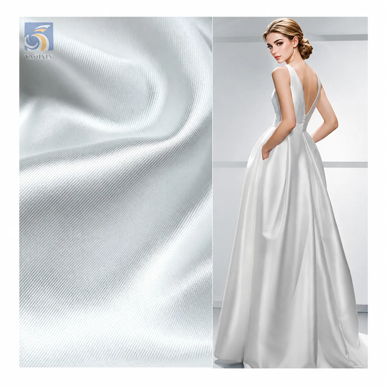YX135 thickened white satin fabric for bridal dress