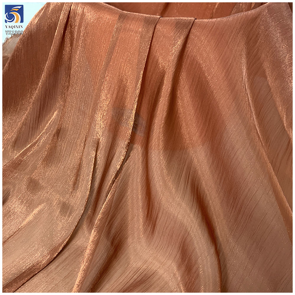 YX1389 multicolor crepe organza fabric close up