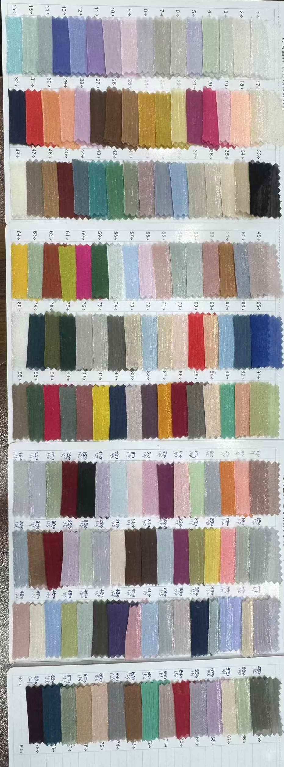 YX1389 crepe organza fabric multicolor wholesale color card