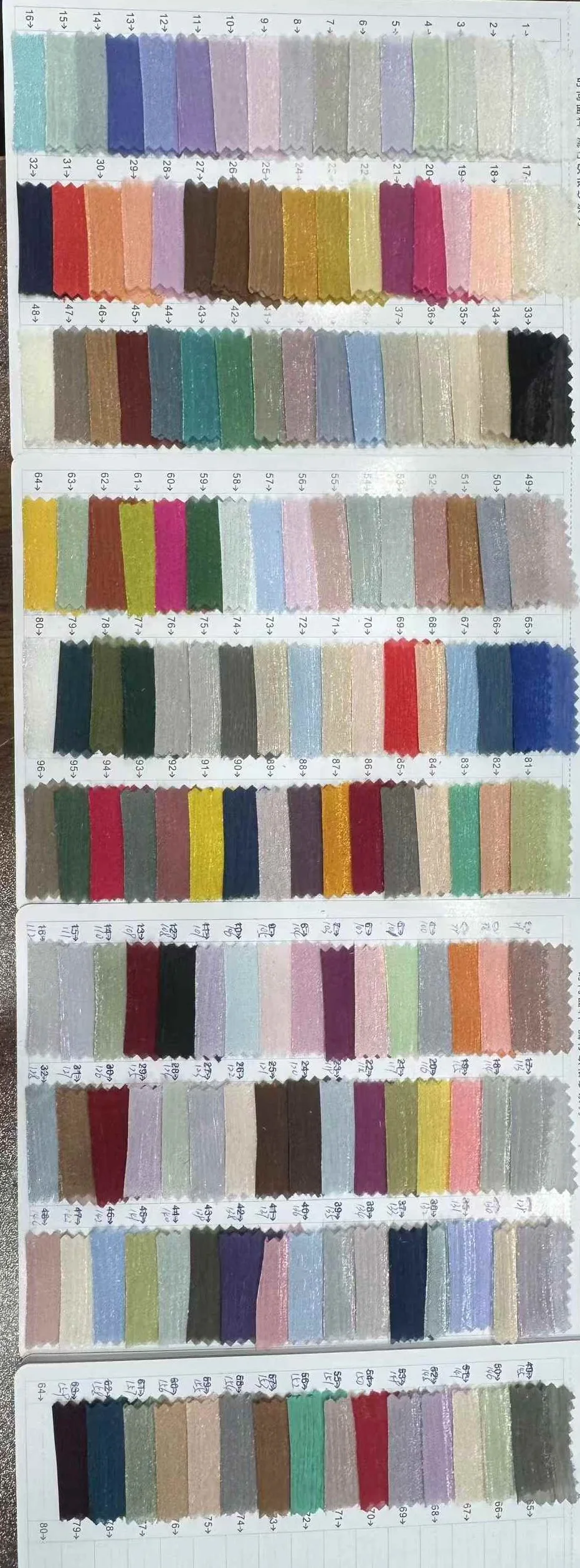 YX1389 crepe organza fabric multicolor wholesale color card