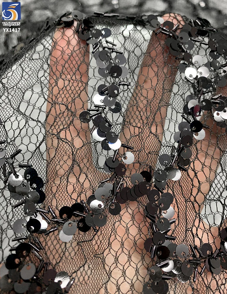 YX1417 sequin lace mesh detail 3