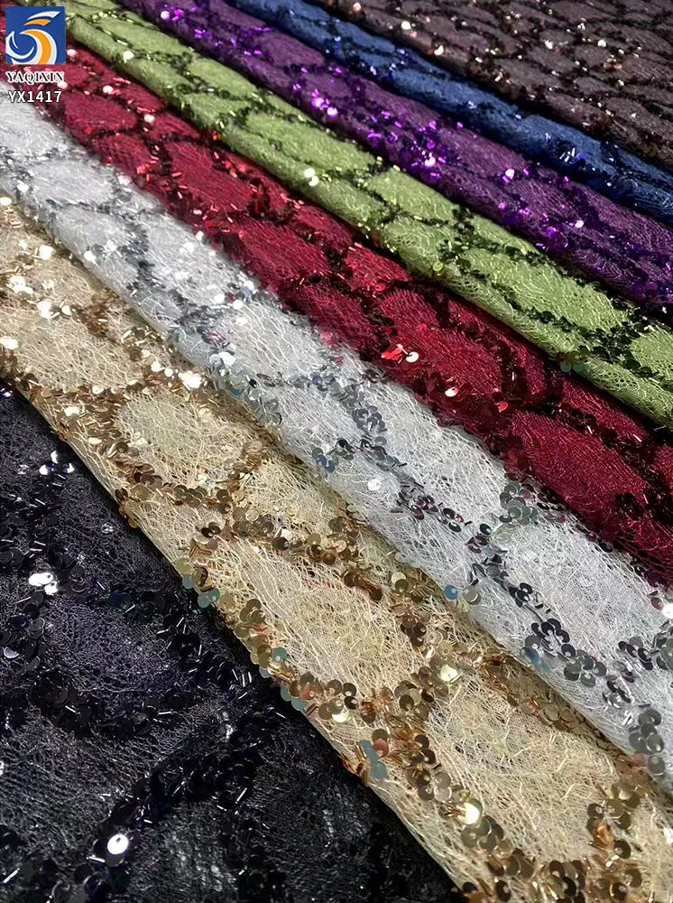 YX1417 sequin lace mesh detail 4