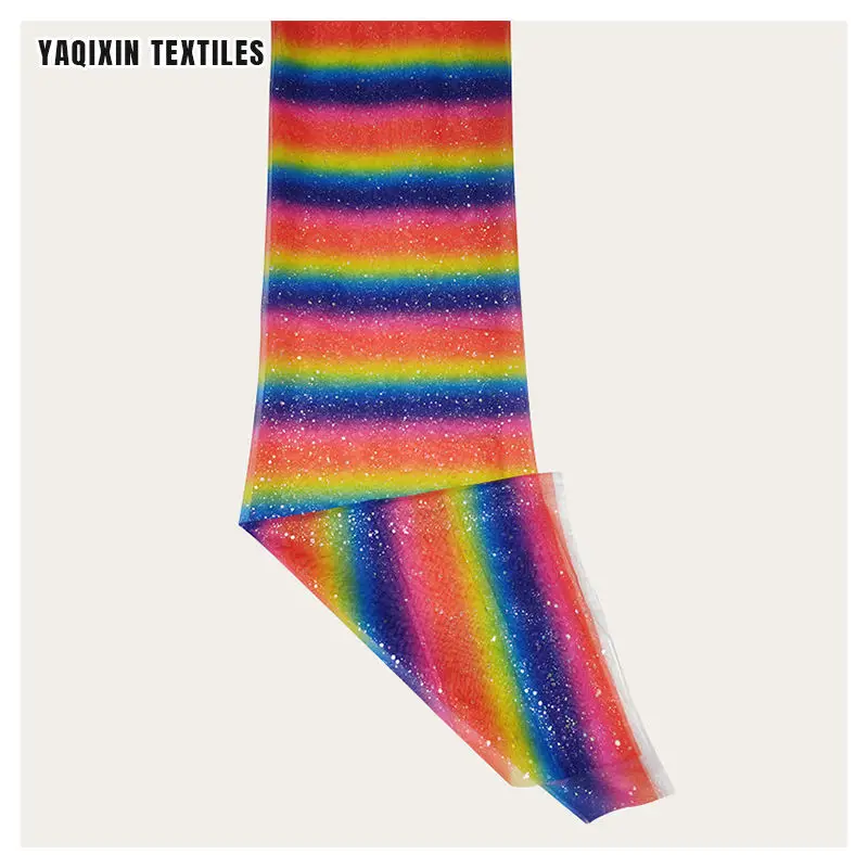YX2178 rainbow silver dot tulle color card 1