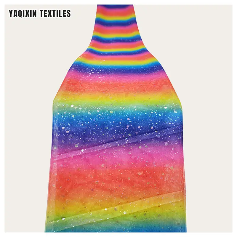 YX2178 rainbow silver dot tulle color card 2