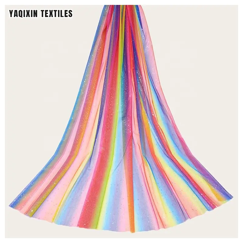 YX2178 rainbow silver dot tulle hanging drape