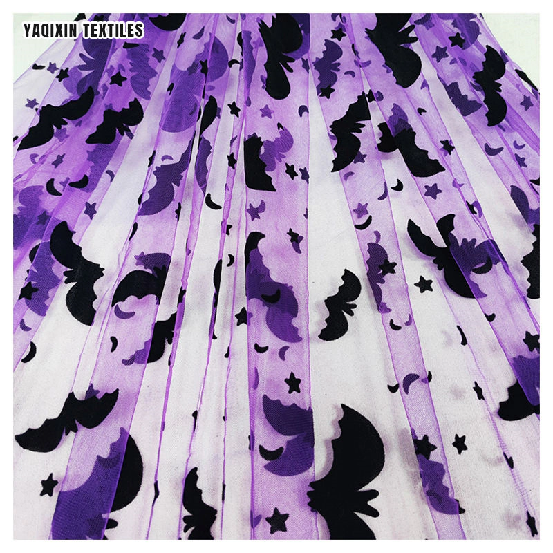 Flocked bat holiday tulle detail