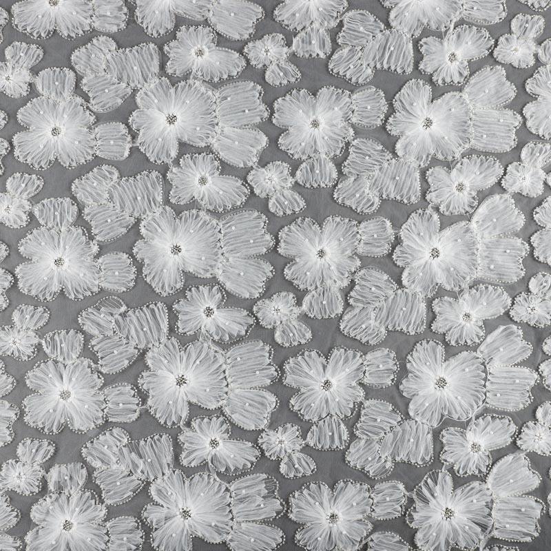 YX2284 knitted mesh tulle embroidery closeup