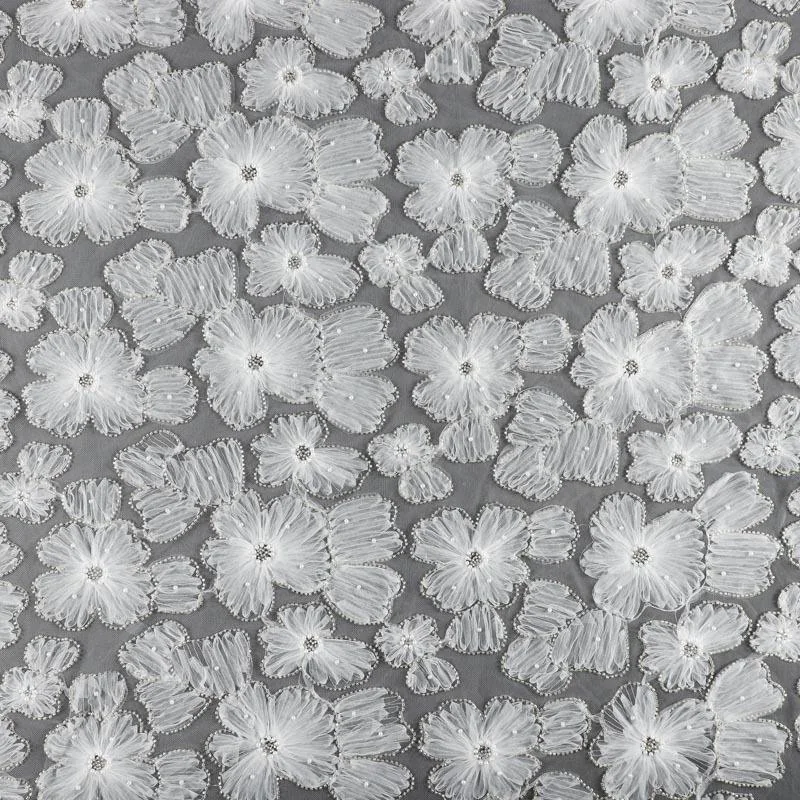 YX2284 knitted mesh tulle embroidery closeup