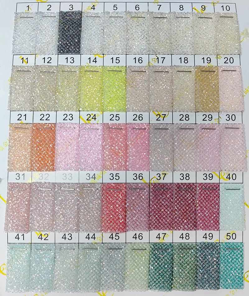 YX2322 silver big shiny glitter tulle color card
