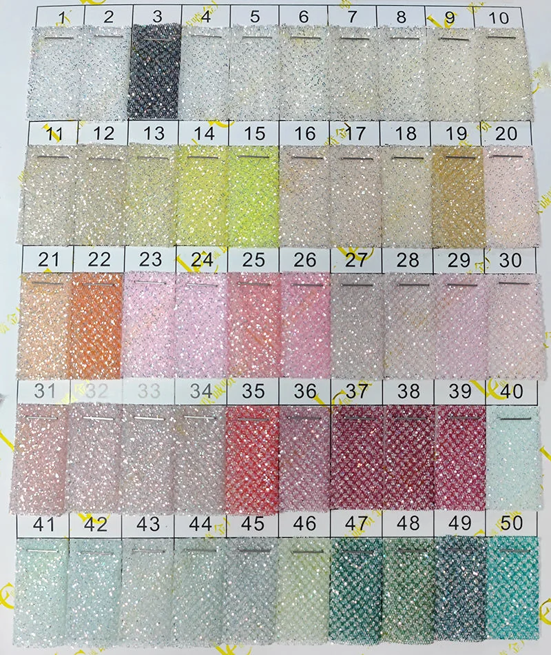 YX2322 silver big shiny glitter tulle color card