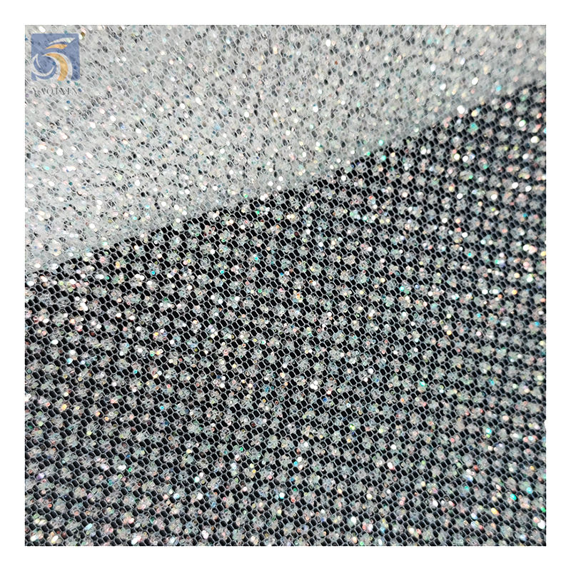 YX2322 silver big shiny glitter tulle surface