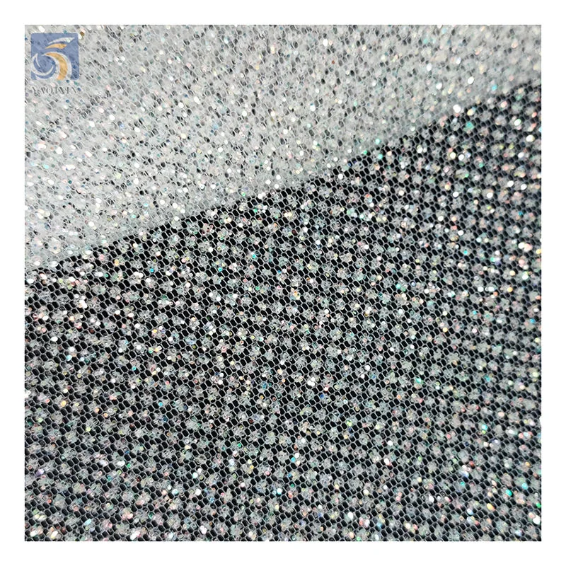 YX2322 silver big shiny glitter tulle surface