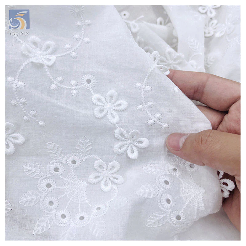 YX2429 white 3D floral water soluble cotton voile lace fabric