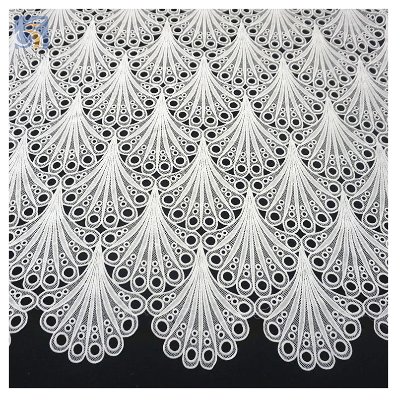 White eyelet embroidery lace close-up