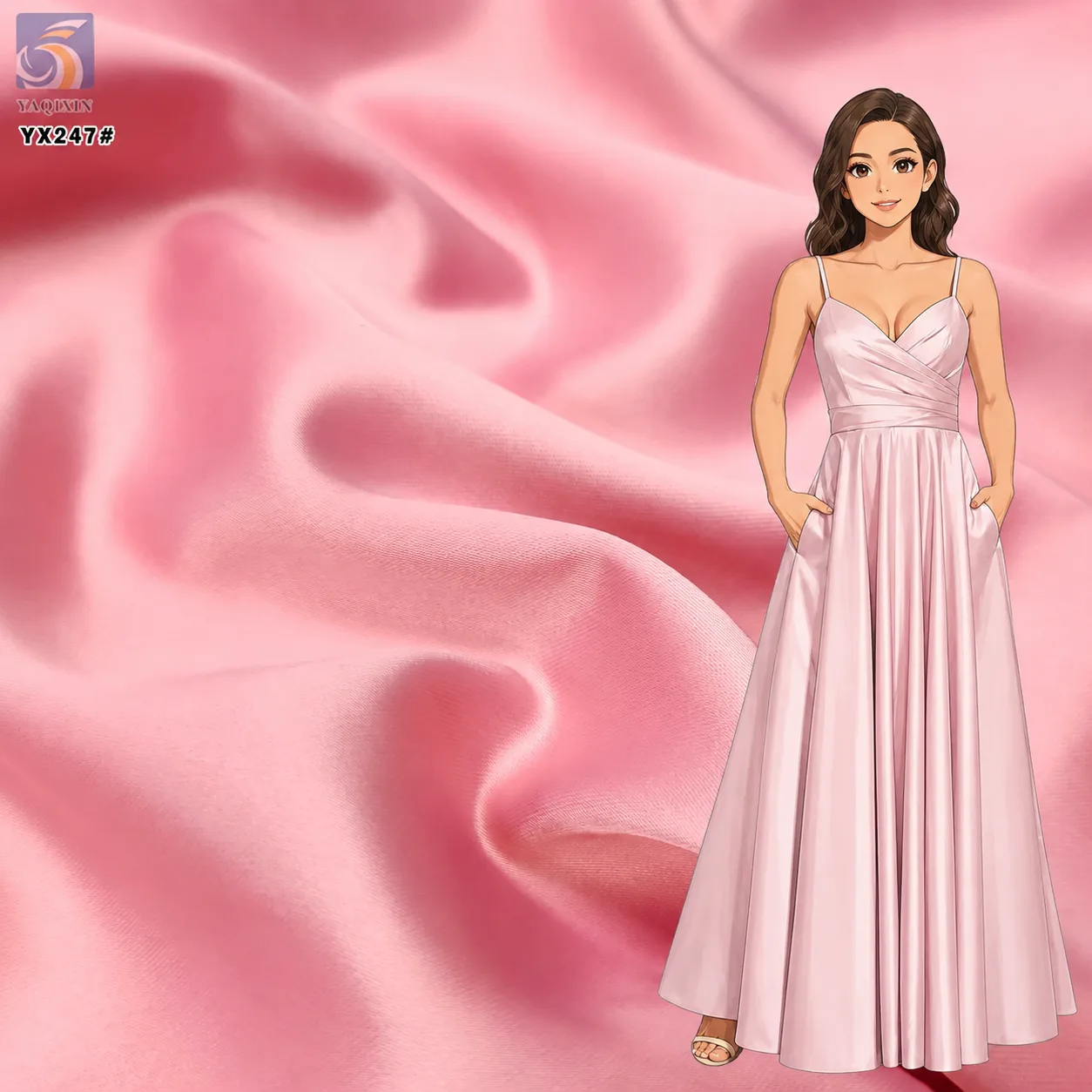 YX247 pink matte satin fabric