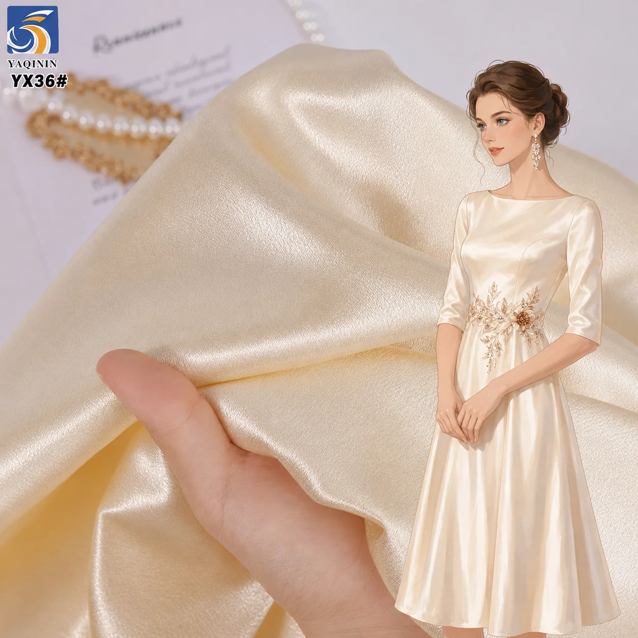 YX36 shiny stretch satin fabric for evening dresses