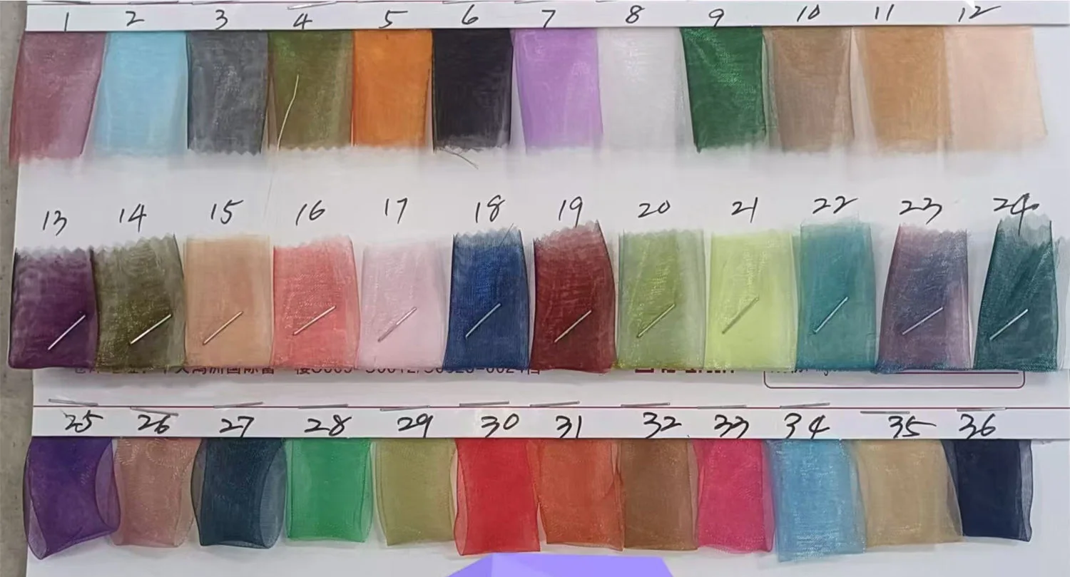 YX467 shimmer organza fabric multicolor wholesale color card