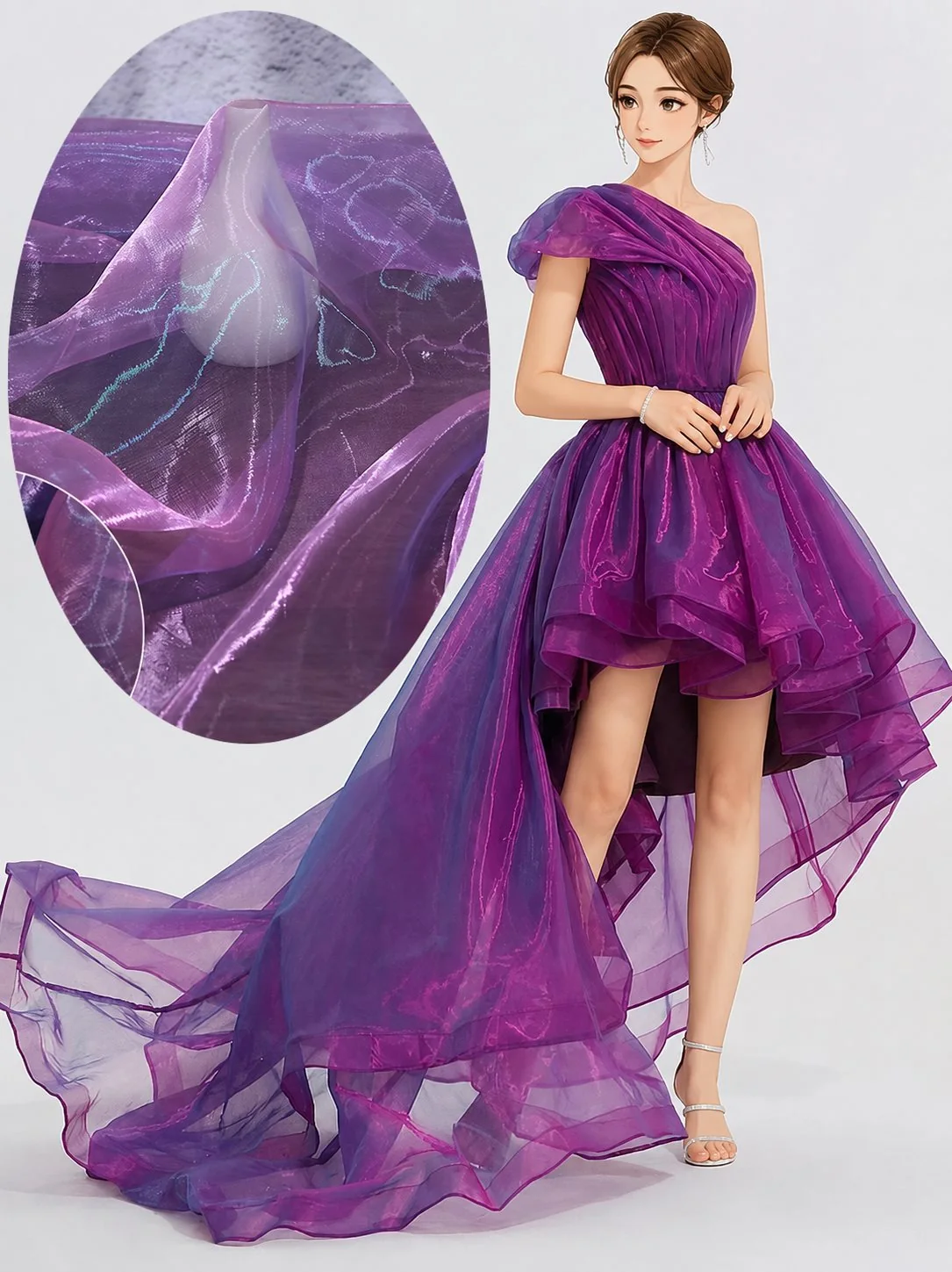 YX467 Organza Fabric usage demonstration for dresses and accessories