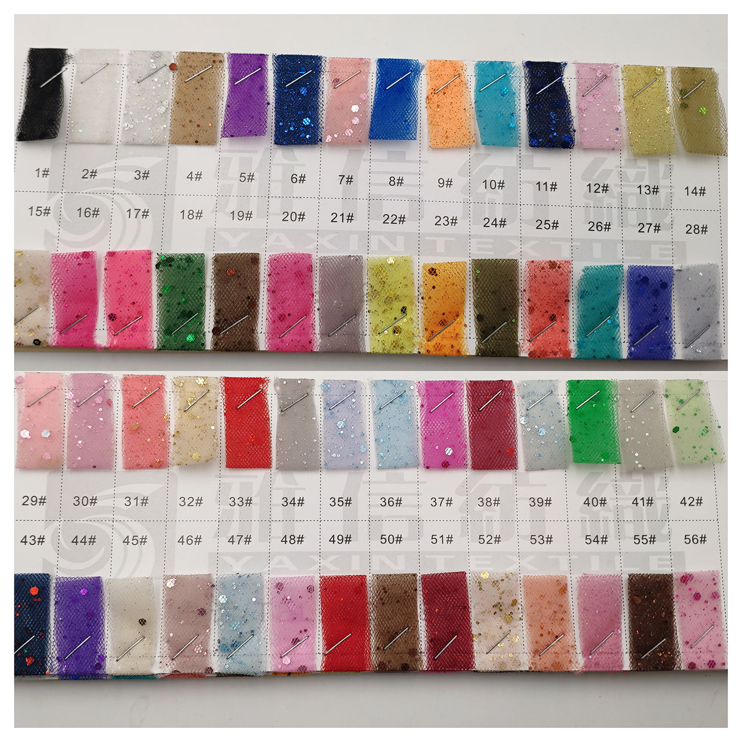 YX482 sparkle dust glitter mesh color card