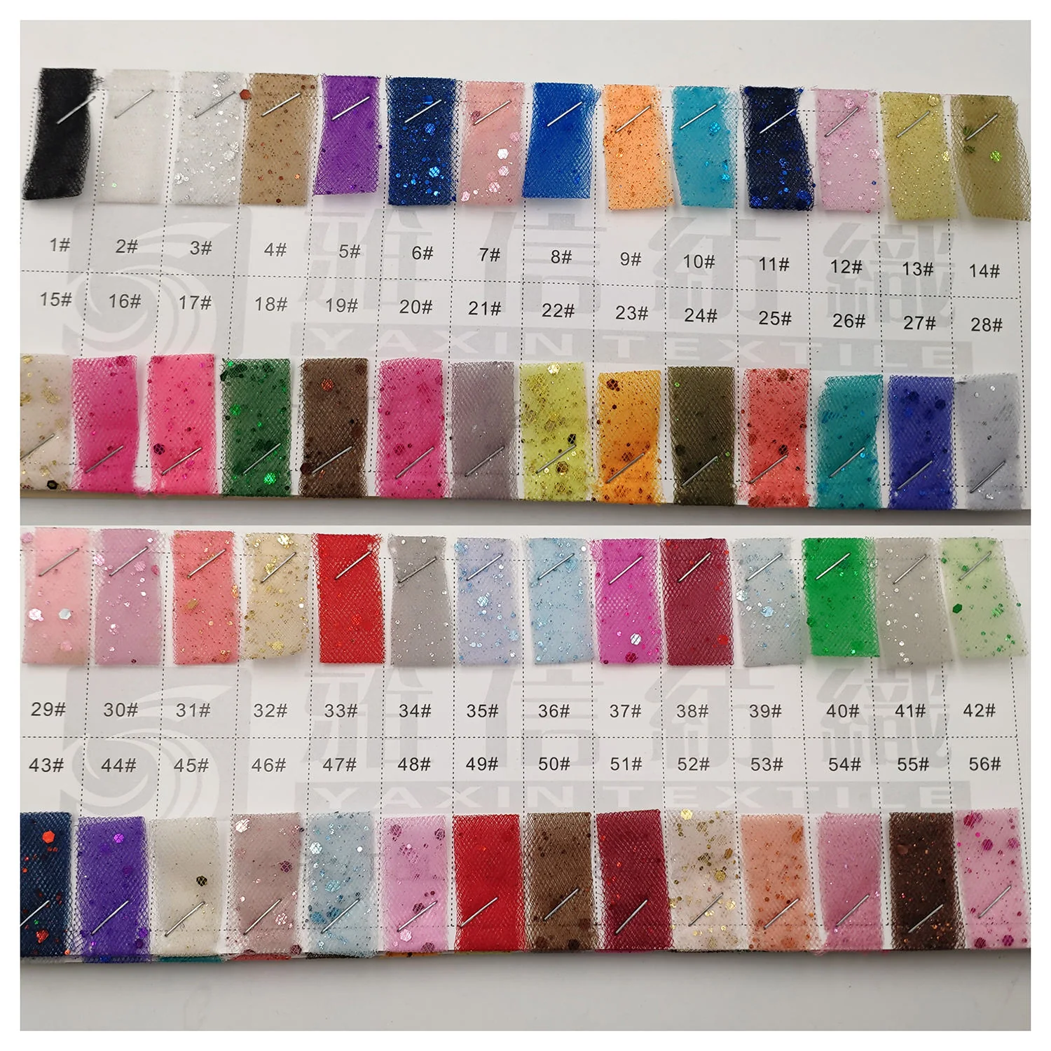 YX482 sparkle dust glitter mesh color card