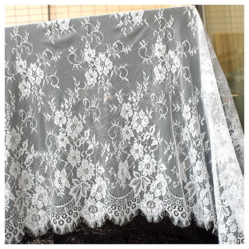 YX6042-2 white no-stretch Chantilly eyelash lace fabric