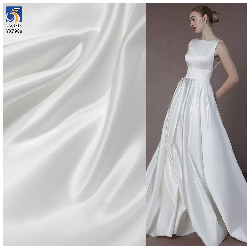 YX693-2 white matte satin fabric for formal dresses