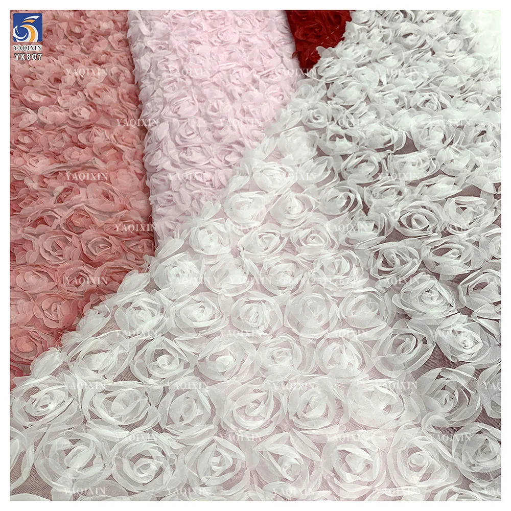 YX807 3D rose embroidery tulle detail