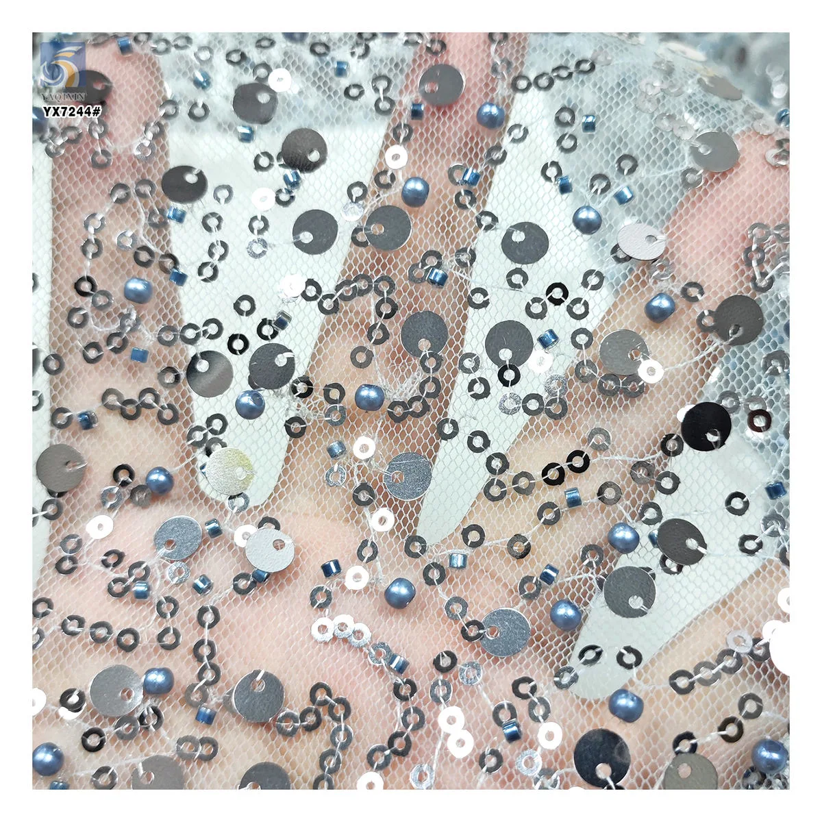 YX8866 golden glitter lace closeup thumbnail