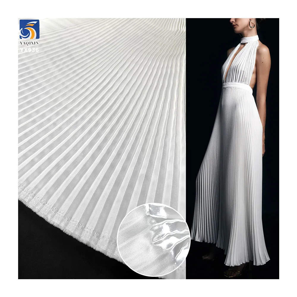 YX936 1cm pleated white satin fabric