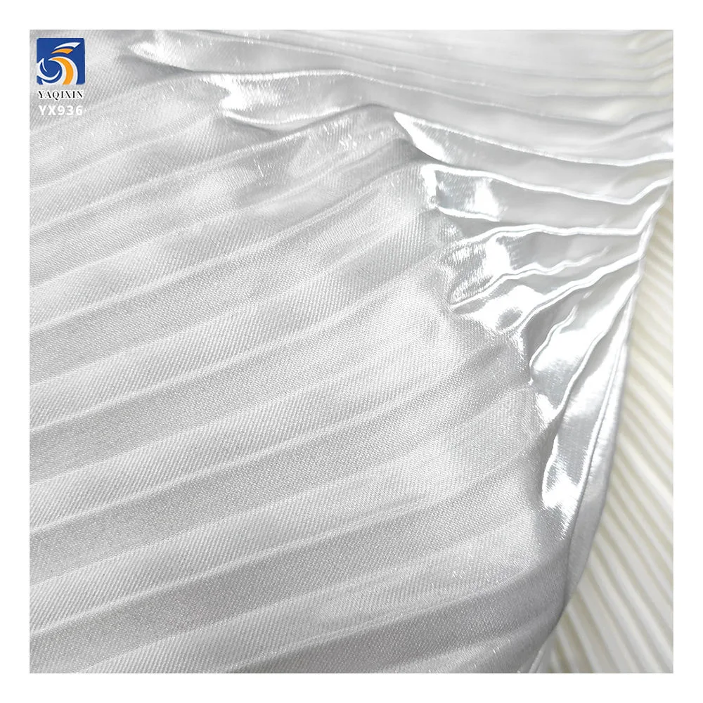 YX936 white pleated satin closeup thumbnail