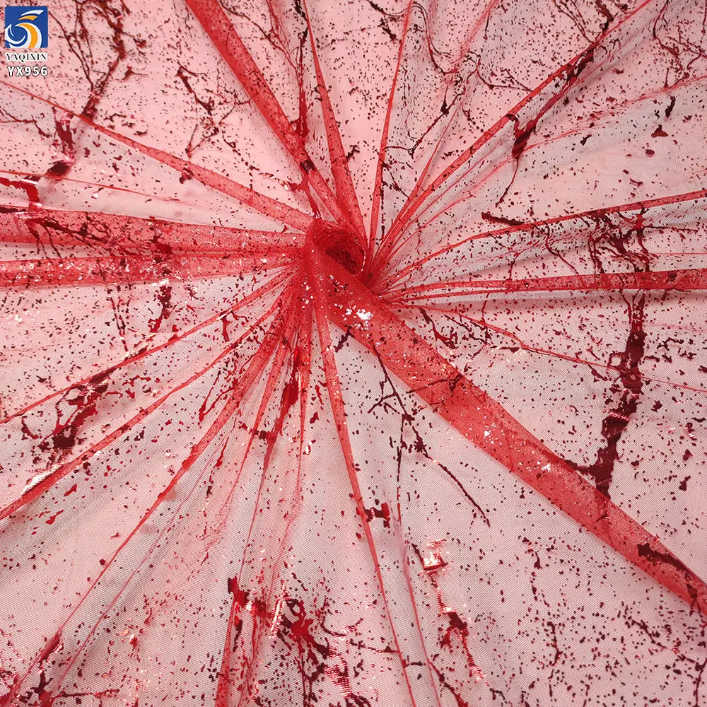 Red blood splatter foil tulle drape thumbnail