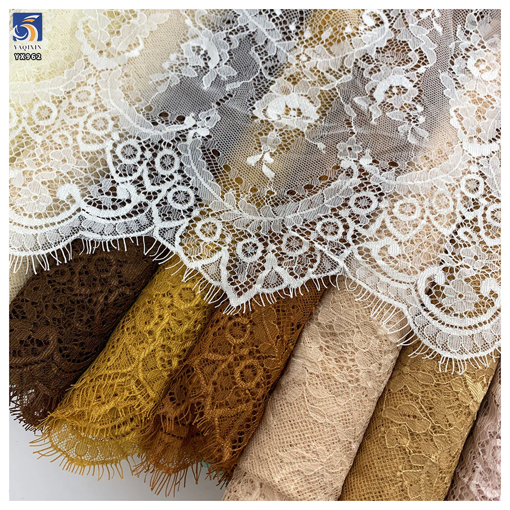 YX962 ivory nude skin-color eyelash lace fabric