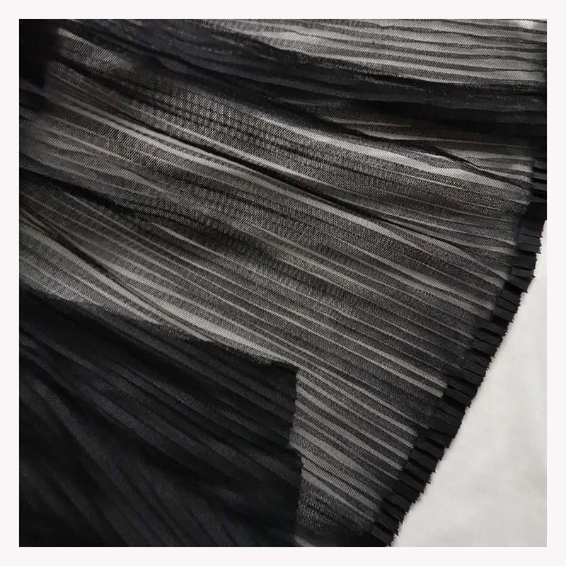YZT001 black pleated mesh tulle reference